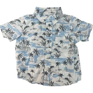 Boys’ Janie and Jack Button-Down Palm Print Shirt Blue Black